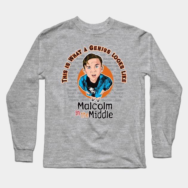 Malcolm This Is What A Genius Looks Like Long Sleeve T-Shirt by Alema Art